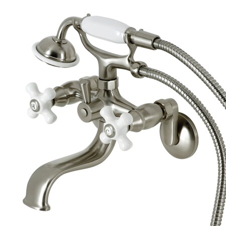 Kingston Brass KS226PXSN Wall Mount Clawfoot Tub Faucet with Hand Shower, Brushed Nickel KS226PXSN